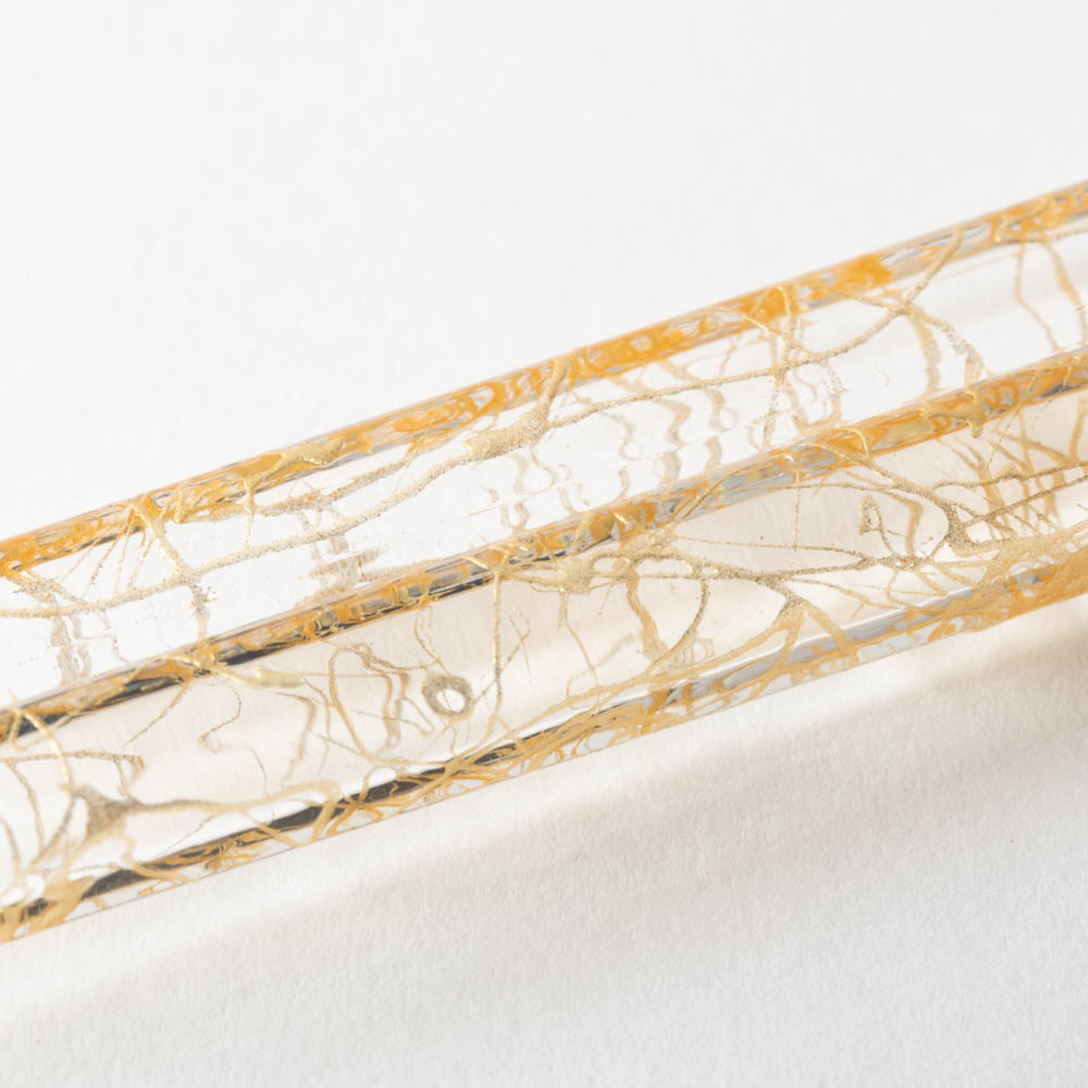 箔一 箸・箸置きセット クリア箸(金糸) 箔一 金沢箔