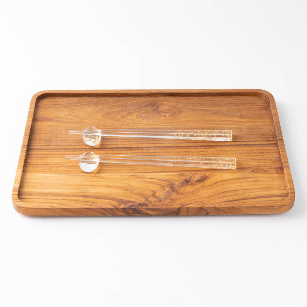 箔一 箸・箸置きセット クリア箸(金糸) 箔一 金沢箔