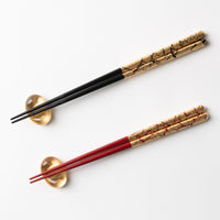 箔一 箸・箸置きセット 貫入(金) 箔一 金沢箔