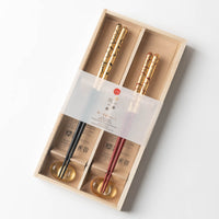 箔一 箸・箸置きセット 貫入(金) 箔一 金沢箔