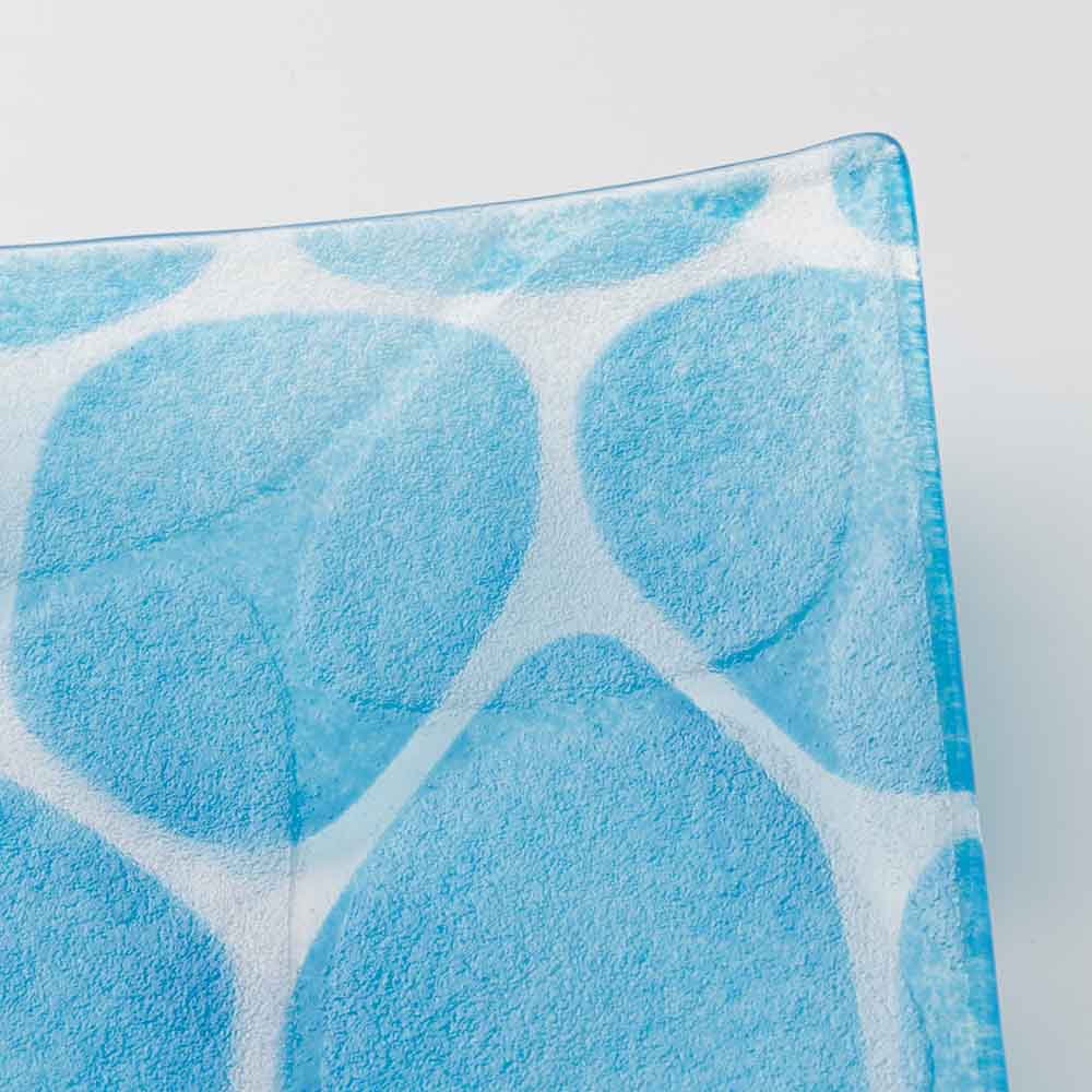 グラスアート藍 minasoko 角皿 19.5cm(スカイ) グラスアート藍 琉球ガラス