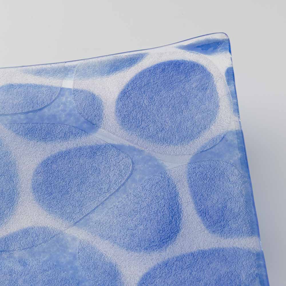 グラスアート藍 minasoko 角皿 19.5cm(ブルー) グラスアート藍 琉球ガラス