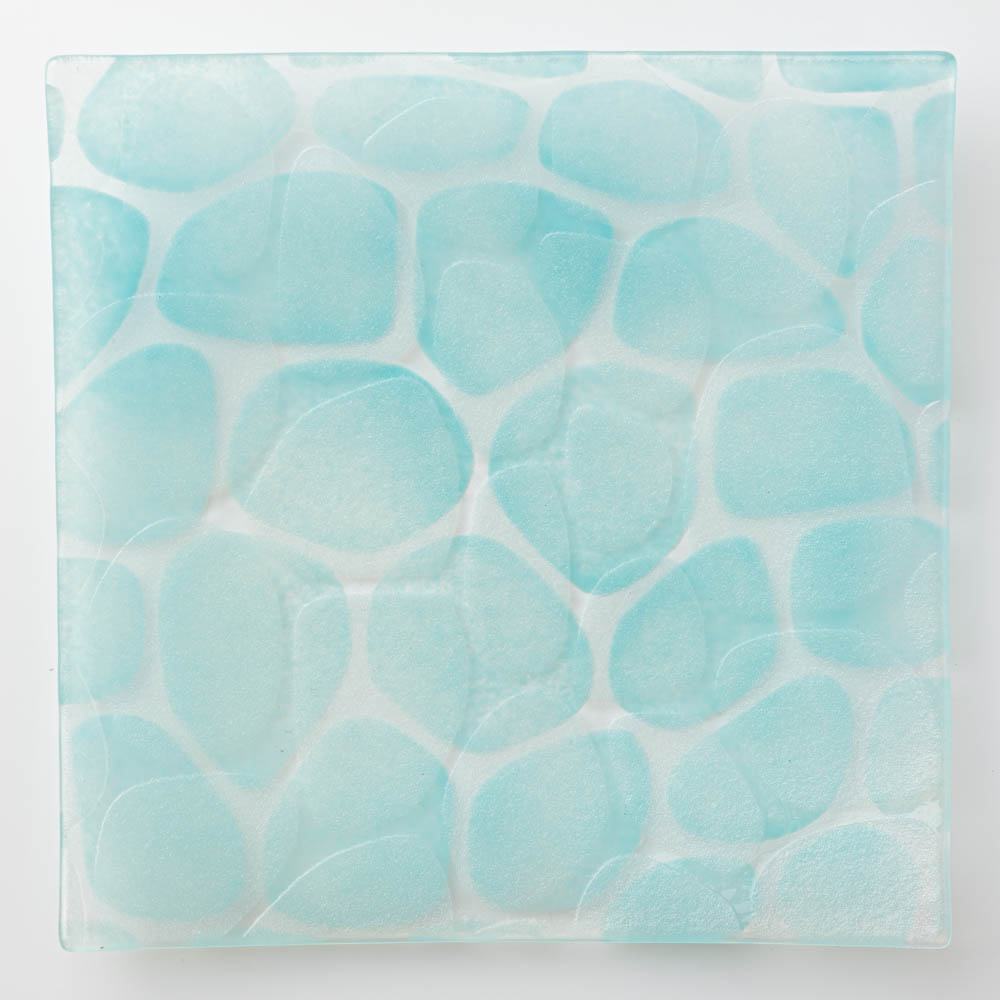 グラスアート藍 minasoko 角皿 19.5cm(ターコイズ) グラスアート藍 琉球ガラス