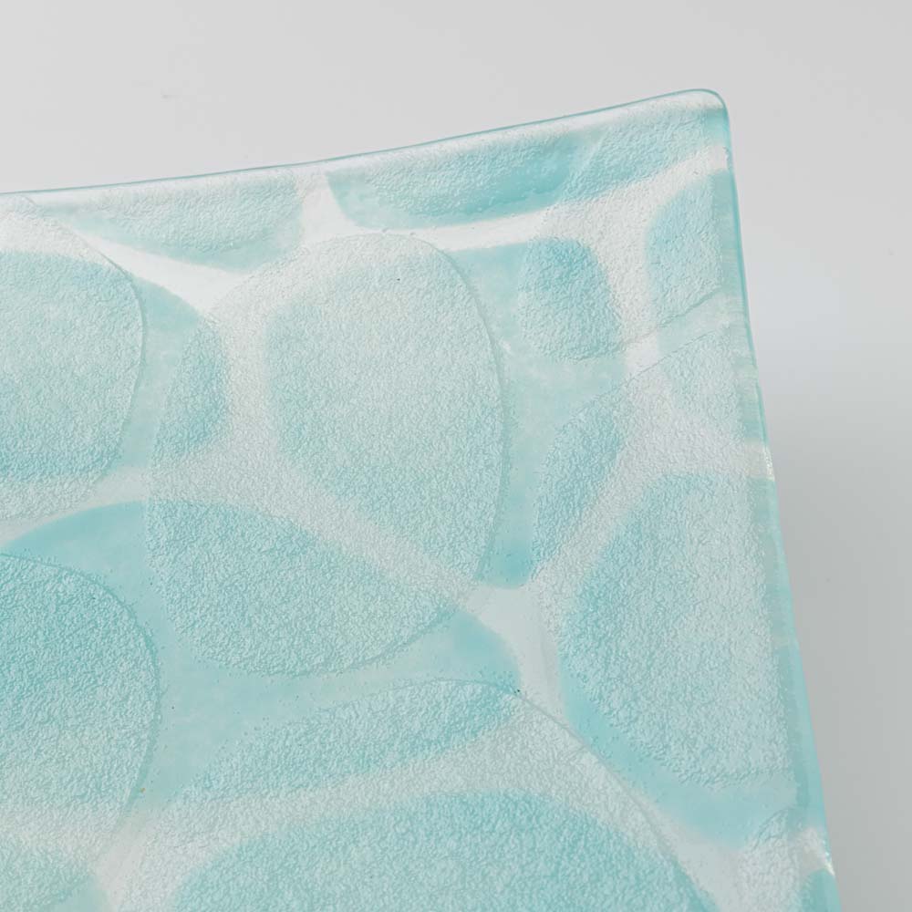 グラスアート藍 minasoko 角皿 19.5cm(ターコイズ) グラスアート藍 琉球ガラス