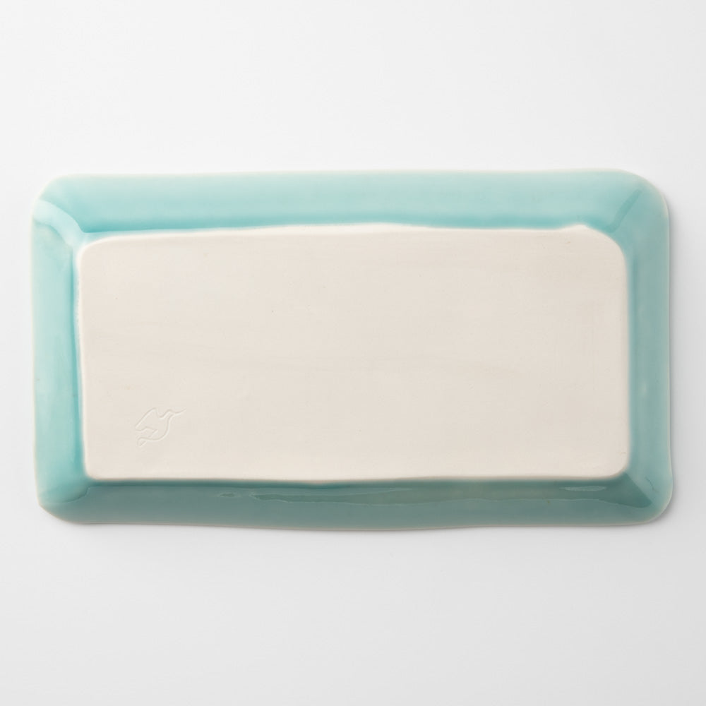 作家 梶山友里 長方皿(ミモザ水色) 作家 梶山友里 陶磁器作家もの