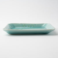 作家 梶山友里 正方皿(ミモザ水色) 作家 梶山友里 陶磁器作家もの