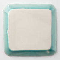 作家 梶山友里 正方皿(ミモザ水色) 作家 梶山友里 陶磁器作家もの