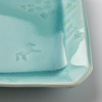 作家 梶山友里 正方皿(ミモザ水色) 作家 梶山友里 陶磁器作家もの