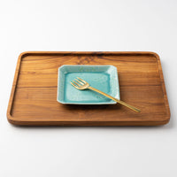 作家 梶山友里 正方皿(ミモザ水色) 作家 梶山友里 陶磁器作家もの