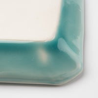作家 梶山友里 正方皿(ミモザ水色) 作家 梶山友里 陶磁器作家もの