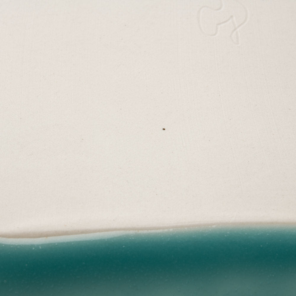 作家 梶山友里 正方皿(ミモザ水色) 作家 梶山友里 陶磁器作家もの