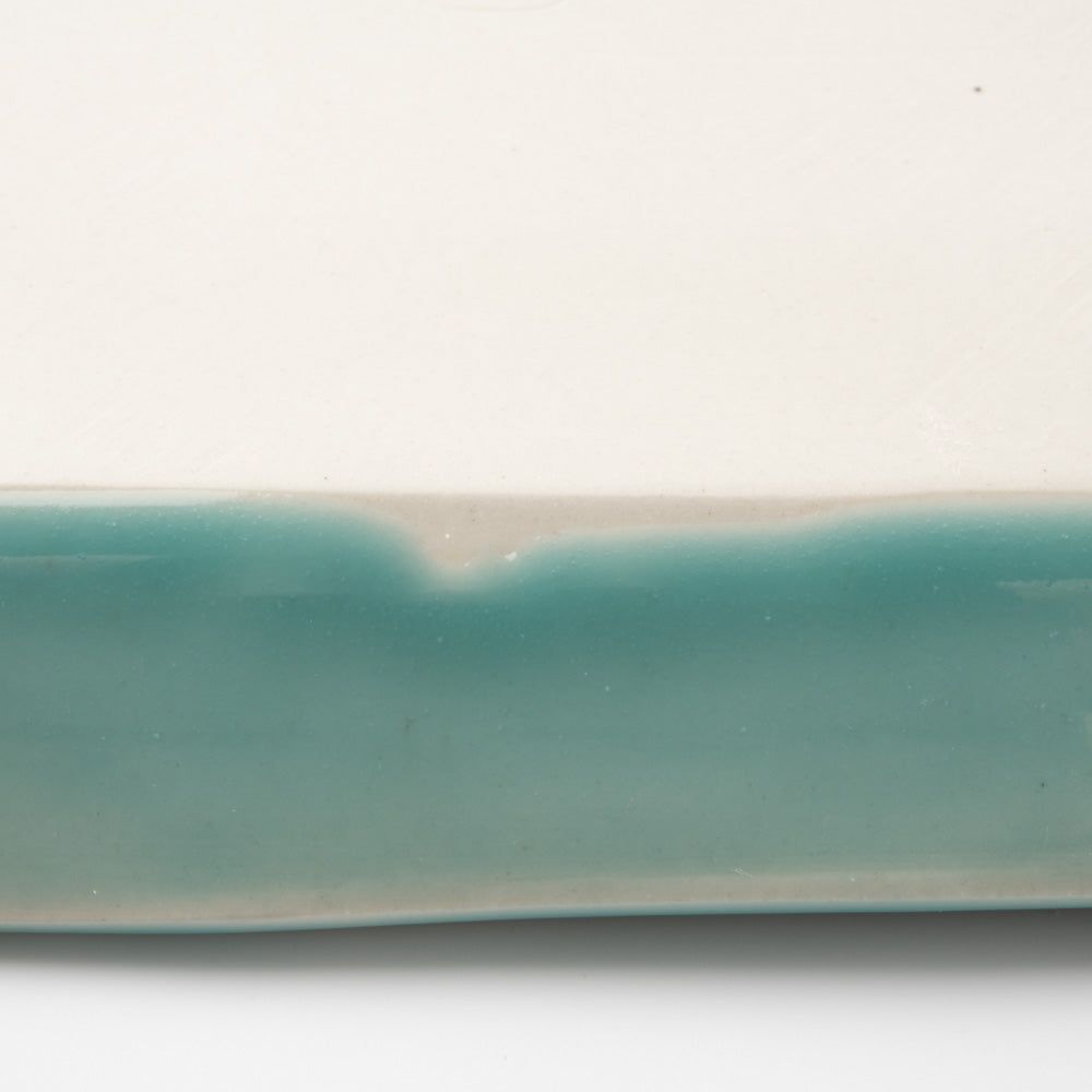 作家 梶山友里 正方皿(ミモザ水色) 作家 梶山友里 陶磁器作家もの