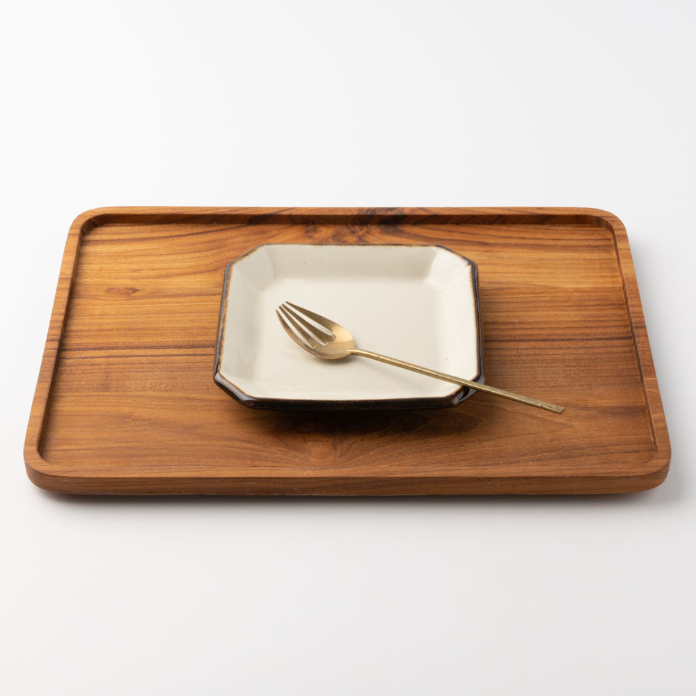 昇陽窯 隅切り皿 5寸 白 ¥1,760 大人の焼き物