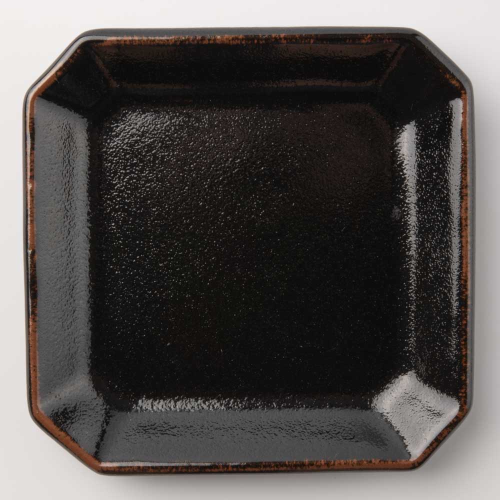 昇陽窯 隅切り皿 5寸 黒– 大人の焼き物