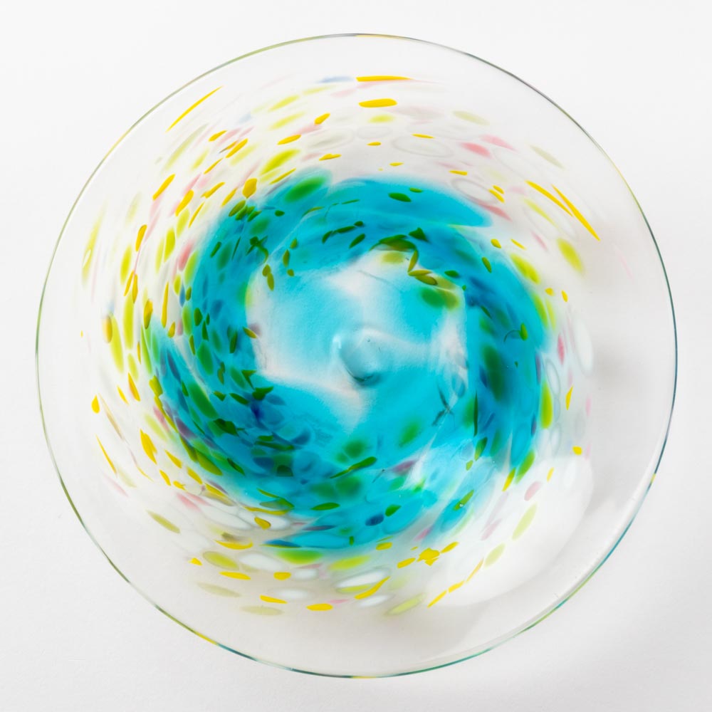 沖縄工芸村 花小皿(スカイ) 沖縄工芸村 琉球ガラス