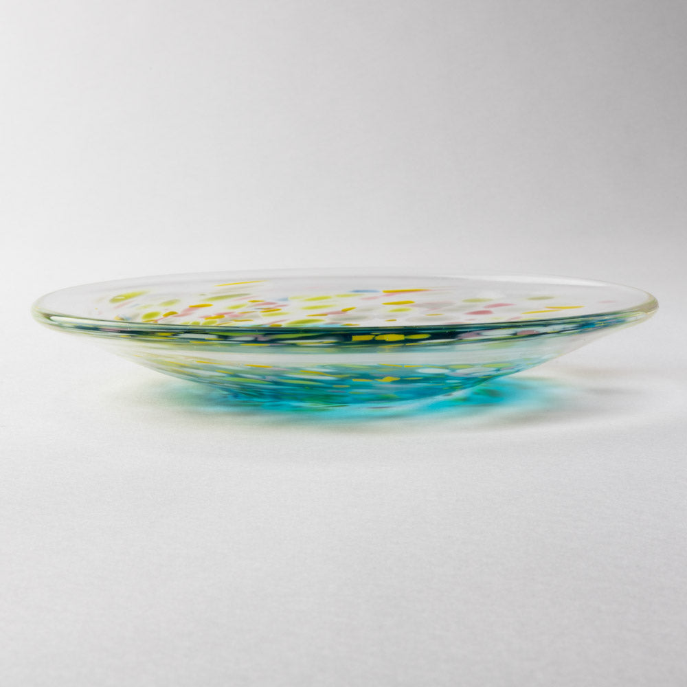 沖縄工芸村 花小皿(スカイ) 沖縄工芸村 琉球ガラス