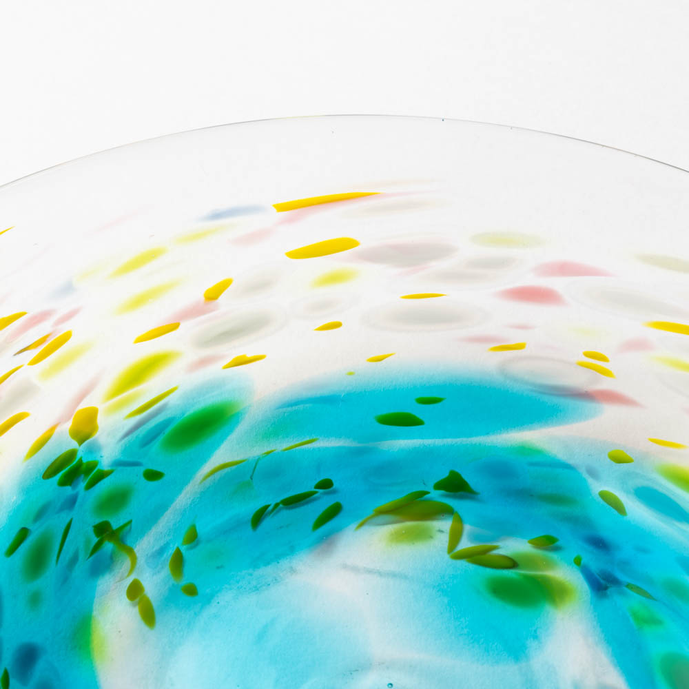 沖縄工芸村 花小皿(スカイ) 沖縄工芸村 琉球ガラス