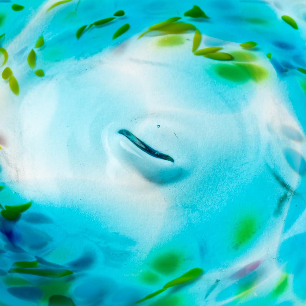 沖縄工芸村 花小皿(スカイ) 沖縄工芸村 琉球ガラス