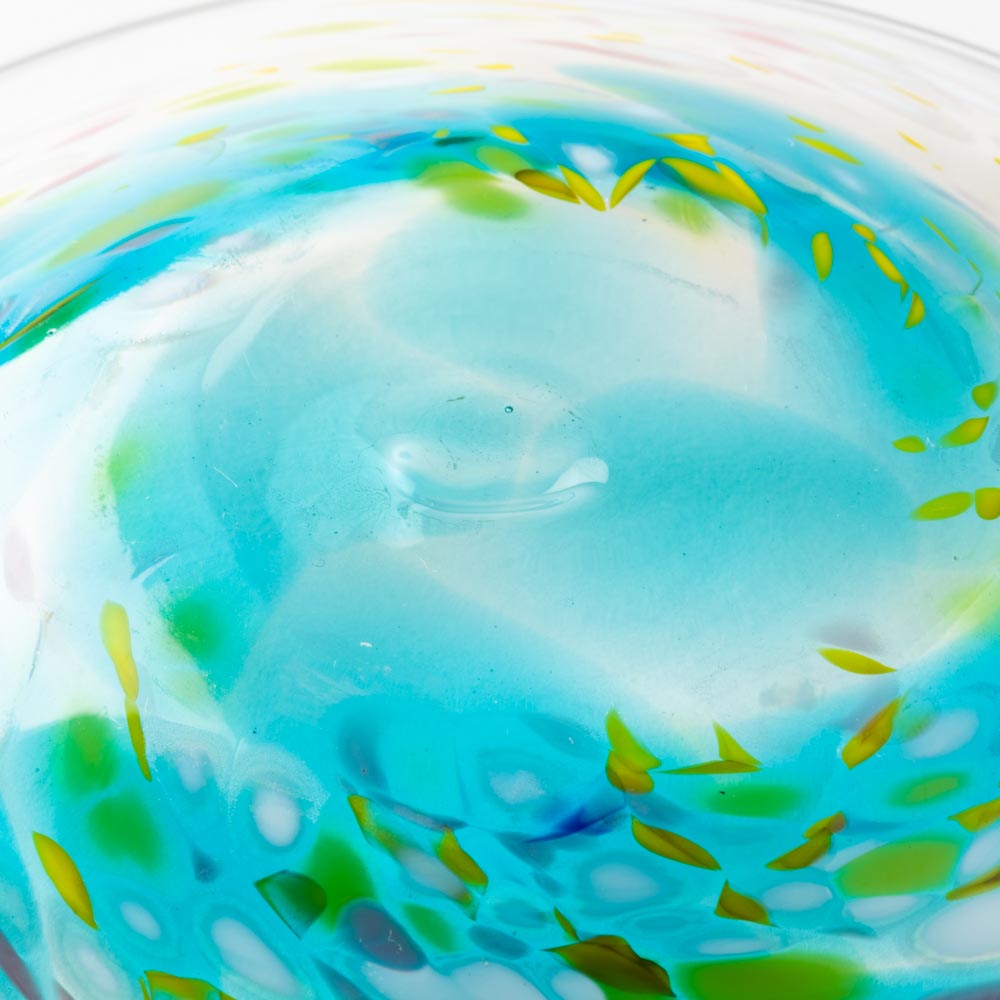 沖縄工芸村 花小皿(スカイ) 沖縄工芸村 琉球ガラス