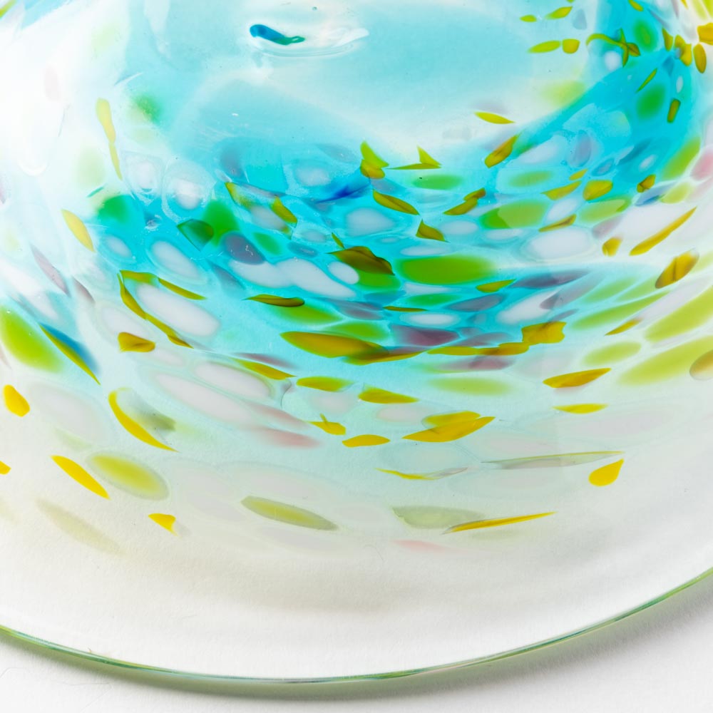 沖縄工芸村 花小皿(スカイ) 沖縄工芸村 琉球ガラス