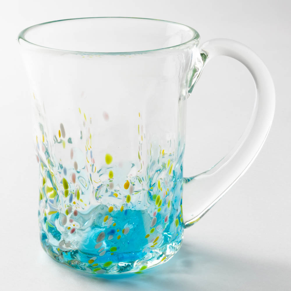 沖縄工芸村 花波ジョッキ(スカイ) 沖縄工芸村 琉球ガラス