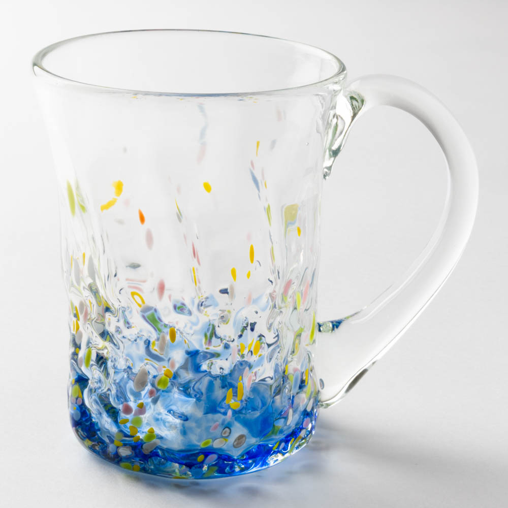 沖縄工芸村 花波ジョッキ(青) 沖縄工芸村 琉球ガラス