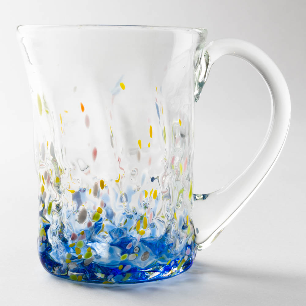 沖縄工芸村 花波ジョッキ(青) 沖縄工芸村 琉球ガラス