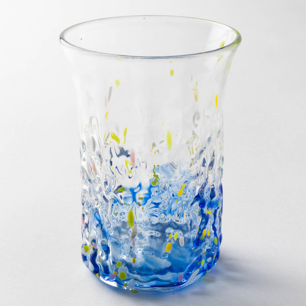 沖縄工芸村 花波4インチグラス(青) 沖縄工芸村 琉球ガラス