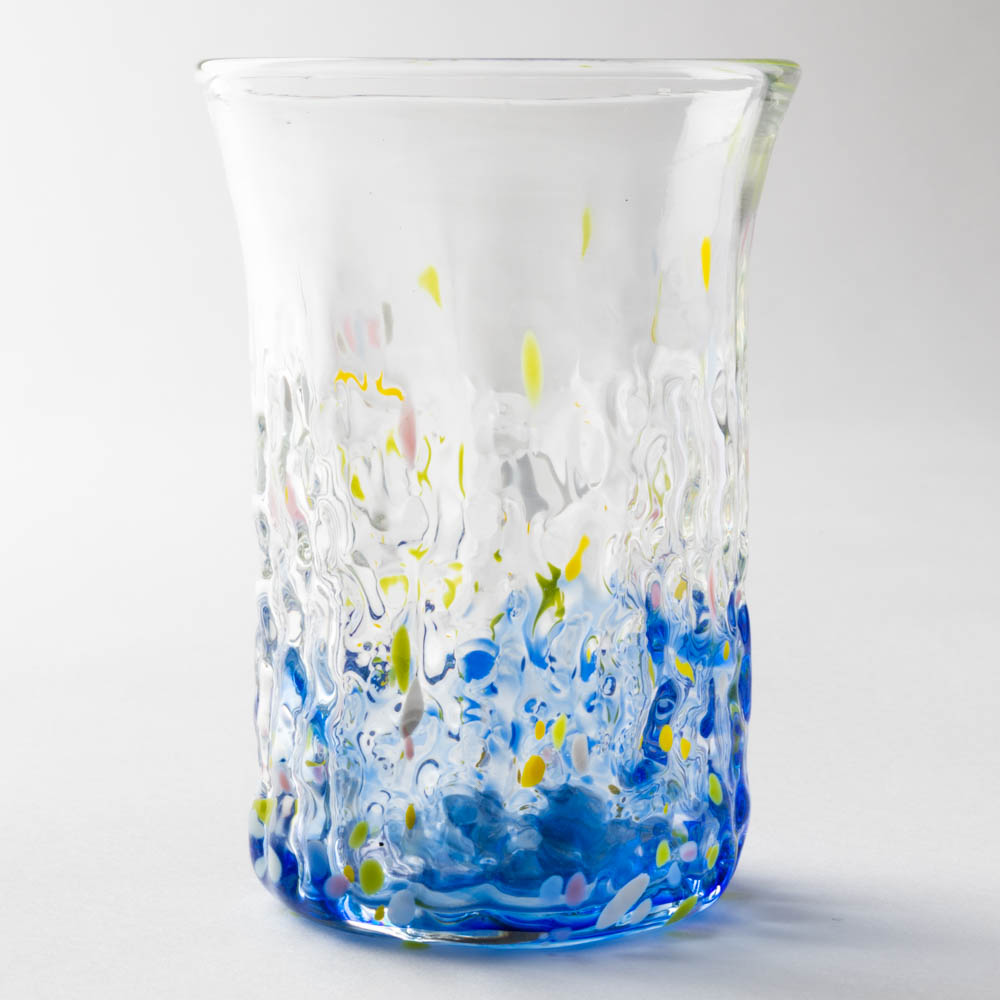 沖縄工芸村 花波4インチグラス(青) 沖縄工芸村 琉球ガラス