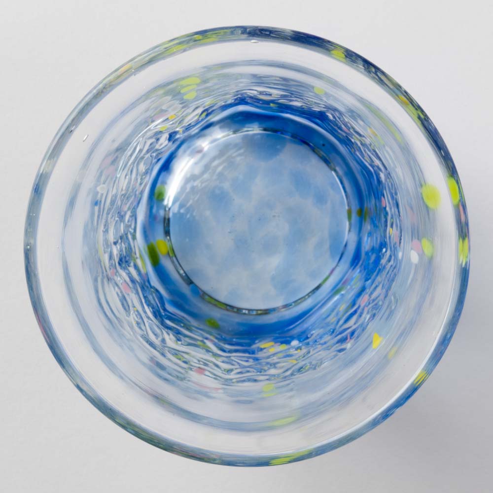 沖縄工芸村 花波4インチグラス(青) 沖縄工芸村 琉球ガラス