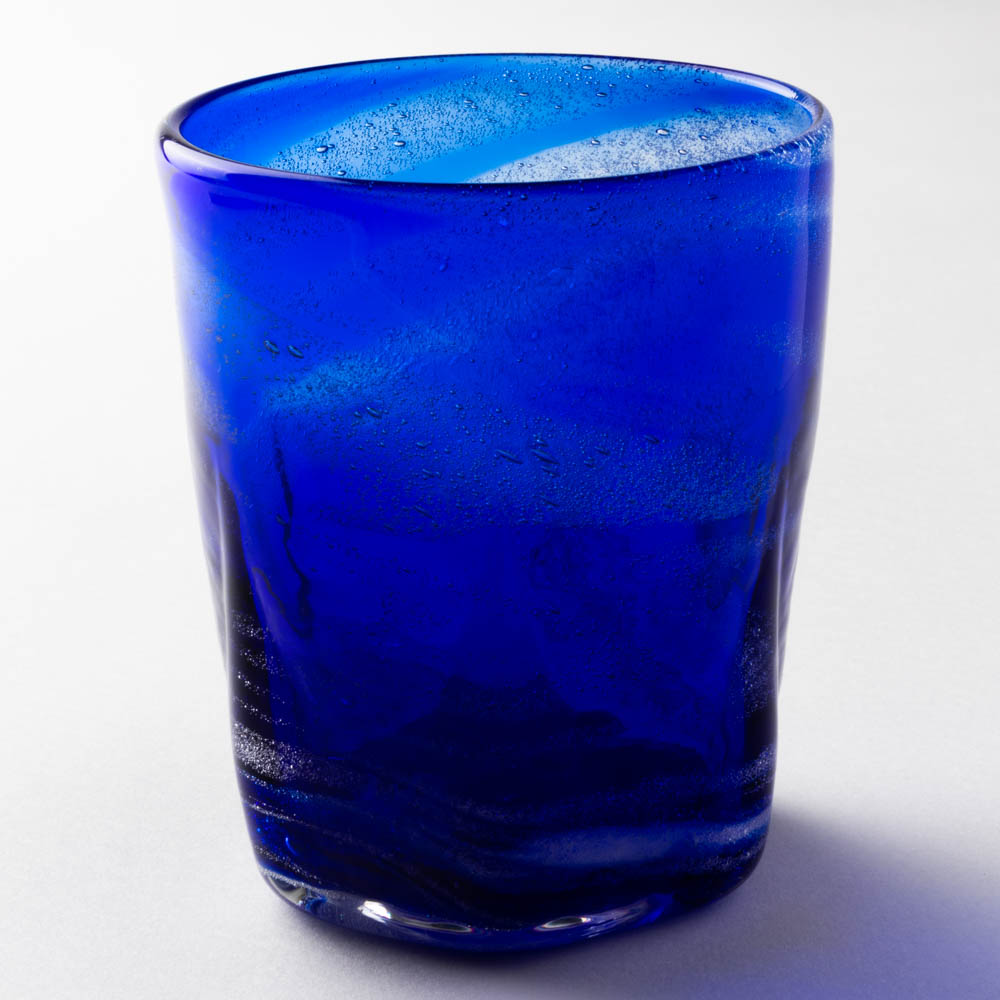 沖縄工芸村 万座ブルー 六角グラス 沖縄工芸村 琉球ガラス