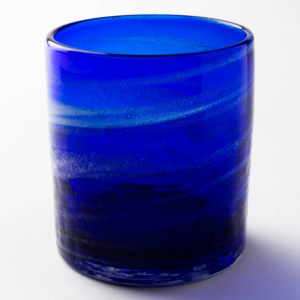 沖縄工芸村 万座ブルー ロックグラス 沖縄工芸村 琉球ガラス