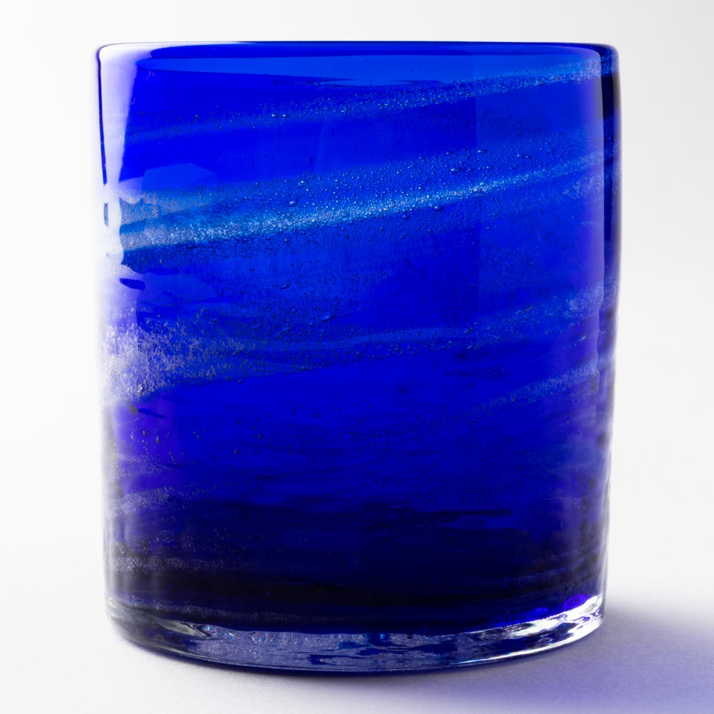 沖縄工芸村 万座ブルー ロックグラス 沖縄工芸村 琉球ガラス
