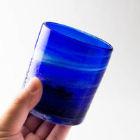 沖縄工芸村 万座ブルー ロックグラス 沖縄工芸村 琉球ガラス