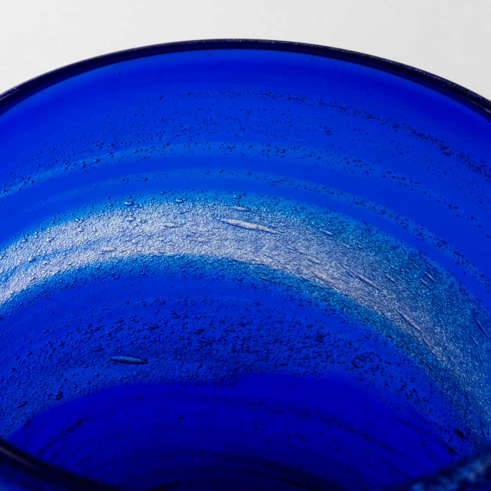 沖縄工芸村 万座ブルー ロックグラス 沖縄工芸村 琉球ガラス