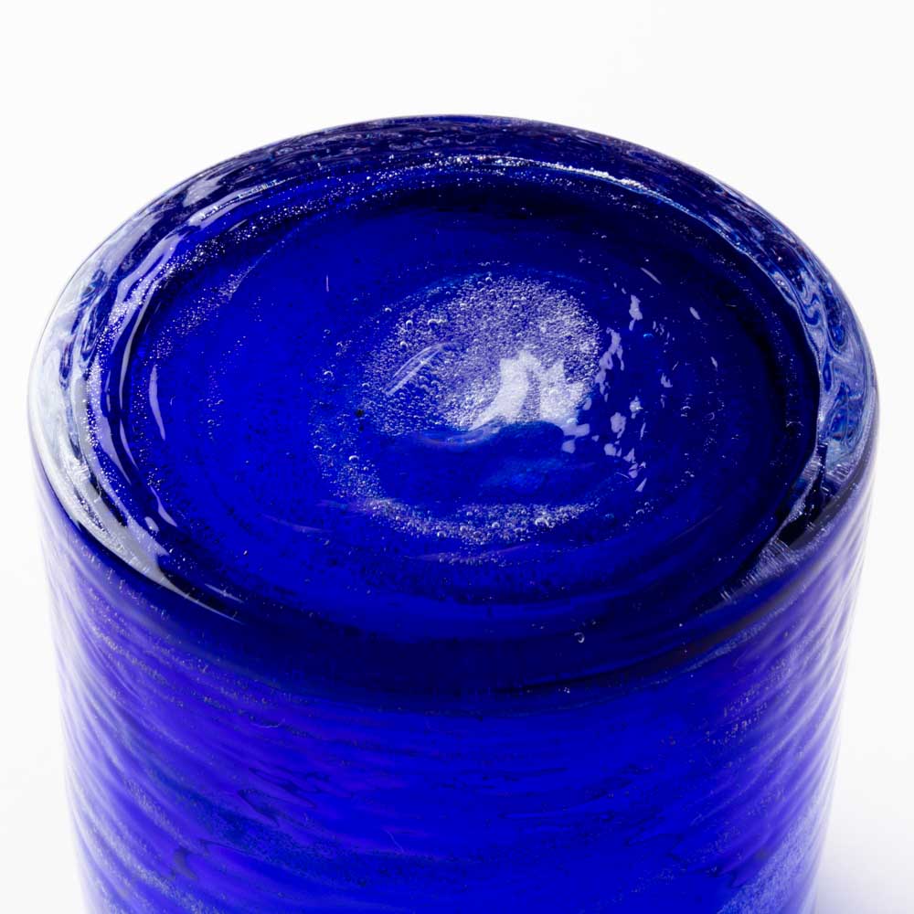 沖縄工芸村 万座ブルー ロックグラス 沖縄工芸村 琉球ガラス