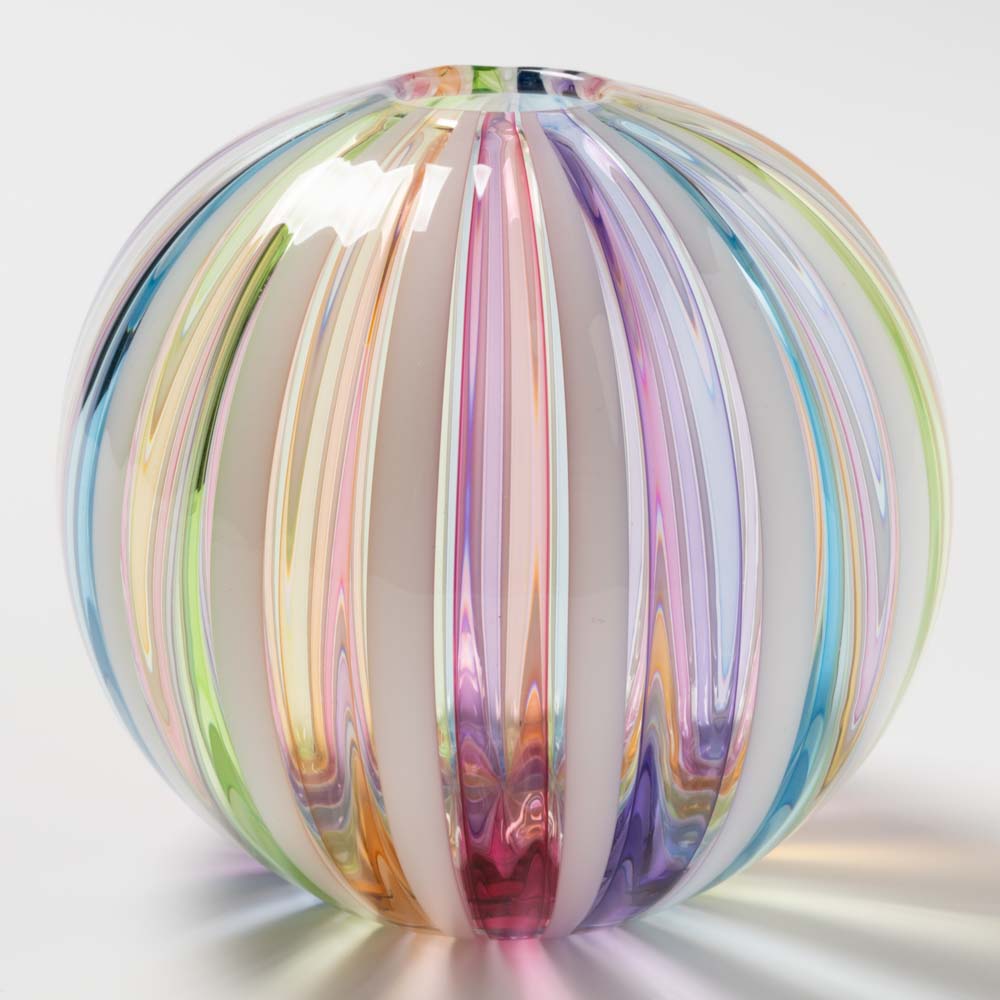 ガラス工房るん 虹 丸花器 小 ガラス工房るん ガラスもの