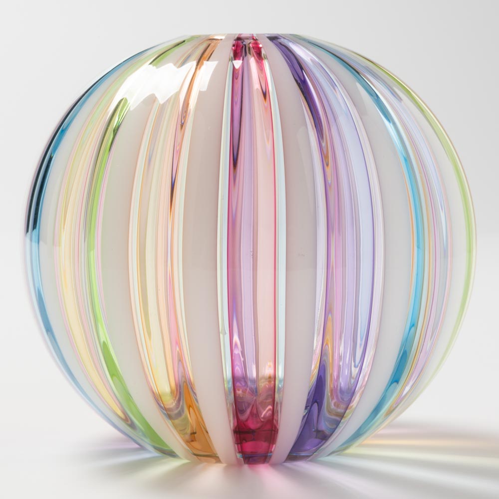 ガラス工房るん 虹 丸花器 小 ガラス工房るん ガラスもの