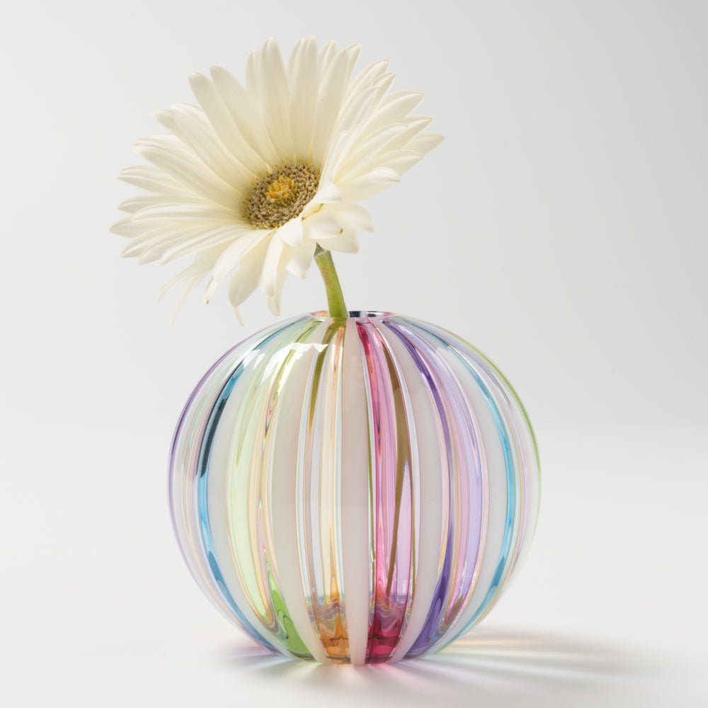 ガラス工房るん 虹 丸花器 小 ガラス工房るん ガラスもの