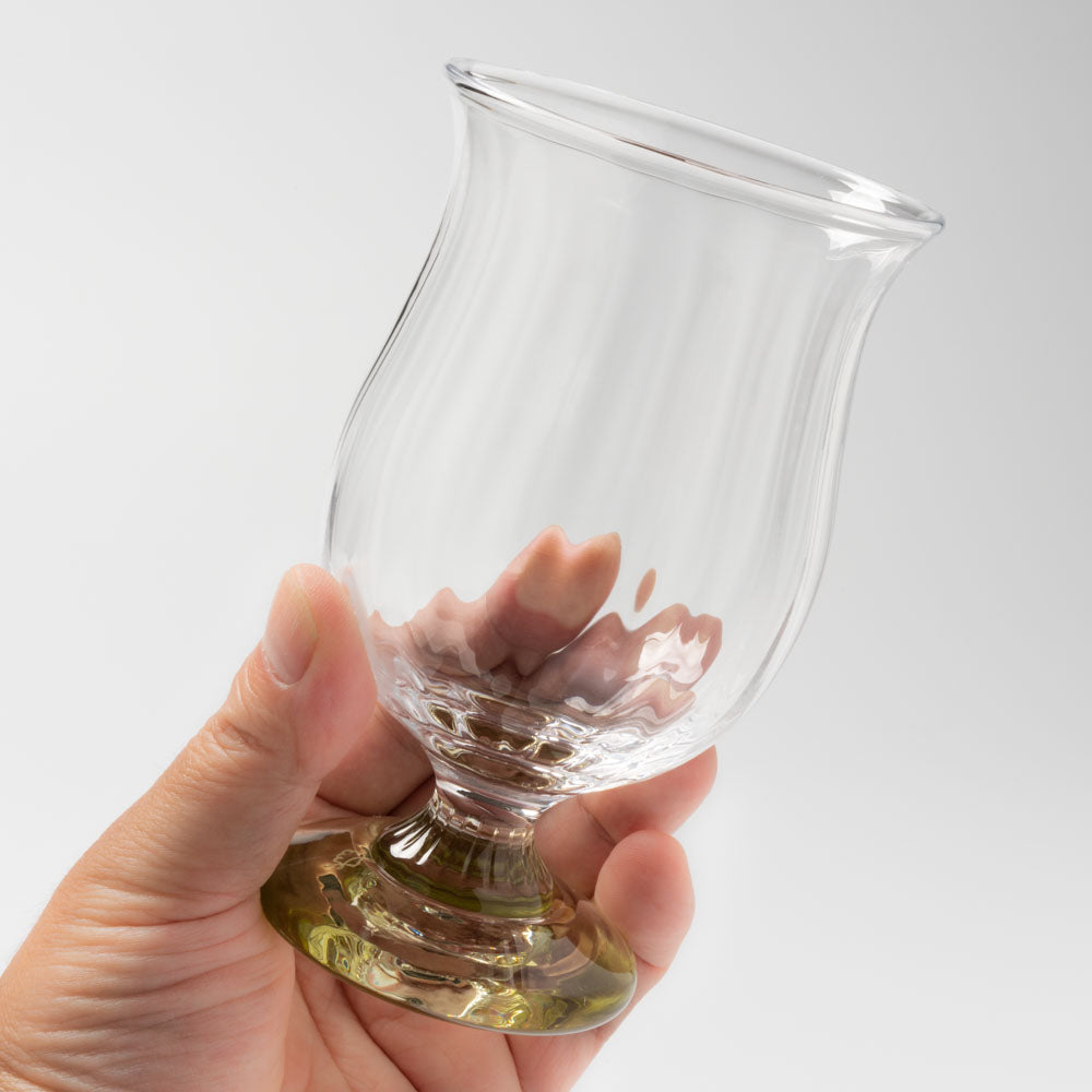 ガラス工房るん 黒豆硝子 台付グラス 大(黄金) ガラス工房るん ガラスもの