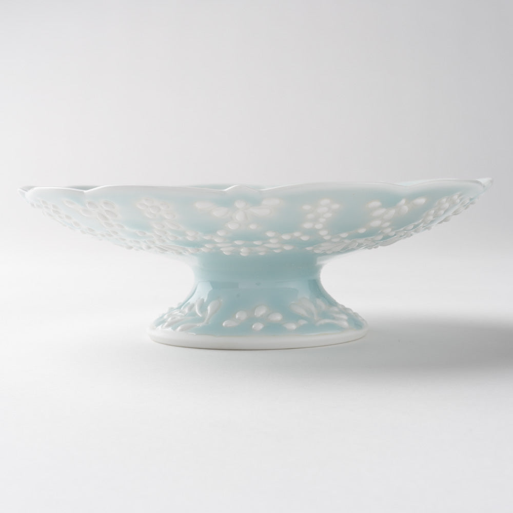 作家 大串真司 青磁華やぎ5寸コンポート 作家 大串真司 陶磁器作家もの