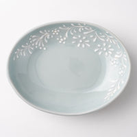 作家 大串真司 青磁小花だ円小皿 作家 大串真司 陶磁器作家もの