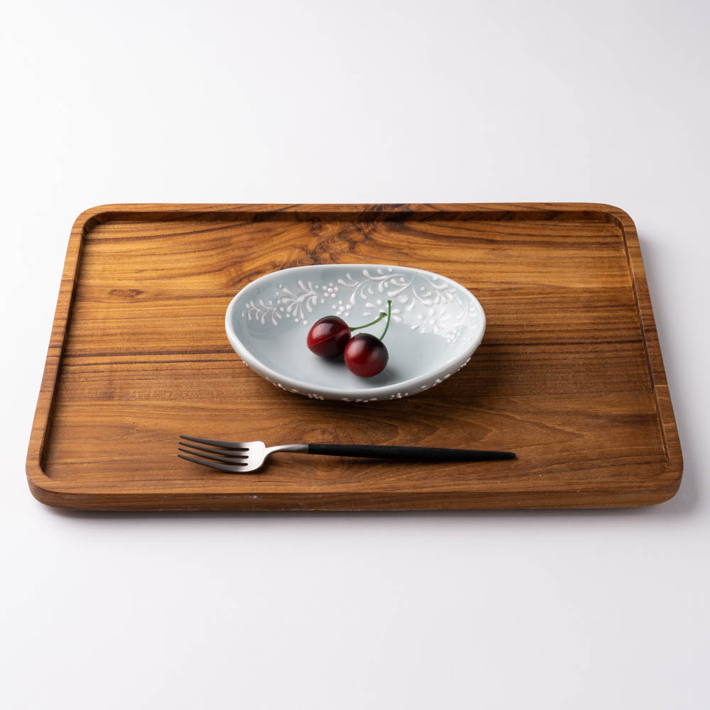 作家 大串真司 青磁小花だ円小皿 作家 大串真司 陶磁器作家もの