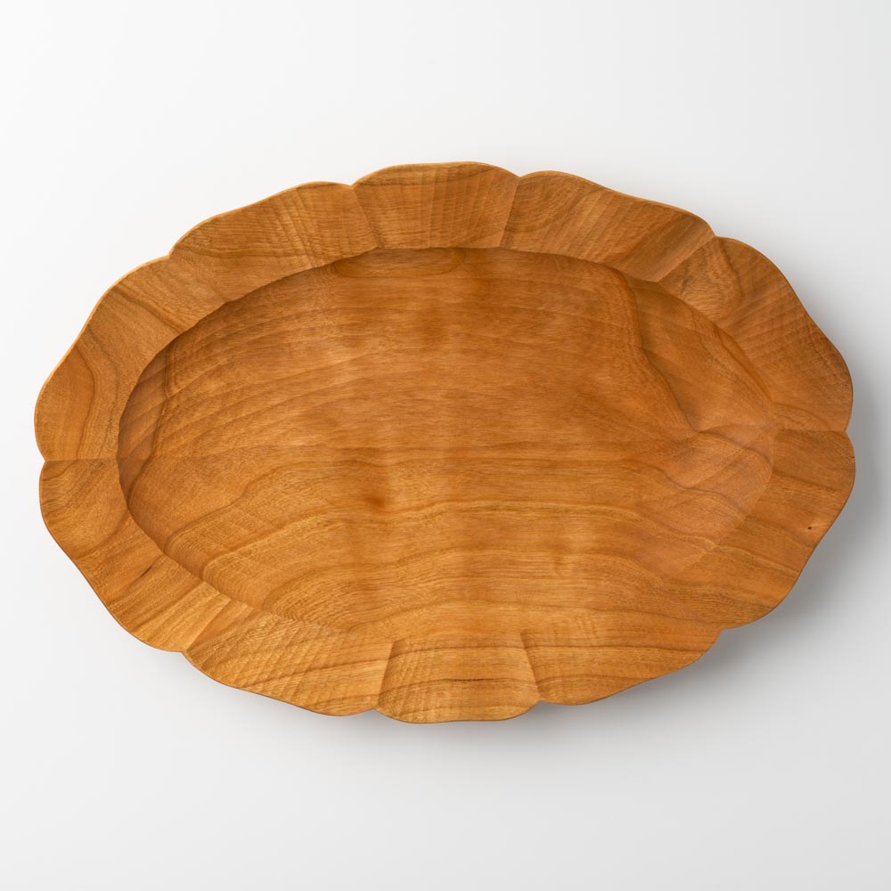 作家 岡野達也 花型 オーバルリム 中 チェリー材 作家 岡野達也 木工もの