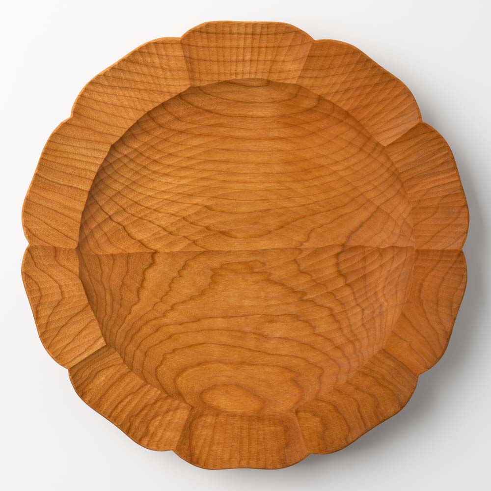 作家 岡野達也 花皿 チェリー材 作家 岡野達也 木工もの