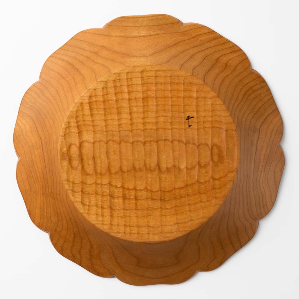 作家 岡野達也 花皿 チェリー材 作家 岡野達也 木工もの