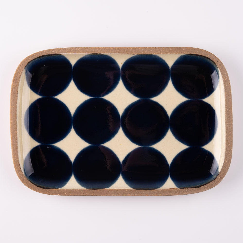 やちむん 一翠窯 長方皿(小) 呉須丸紋 やちむん 一翠窯 やちむん