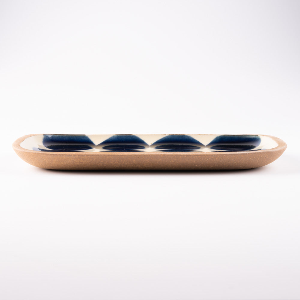 やちむん 一翠窯 長方皿(小) 呉須丸紋 やちむん 一翠窯 やちむん