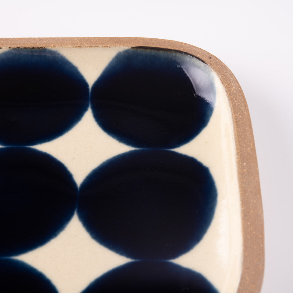 やちむん 一翠窯 長方皿(小) 呉須丸紋 やちむん 一翠窯 やちむん