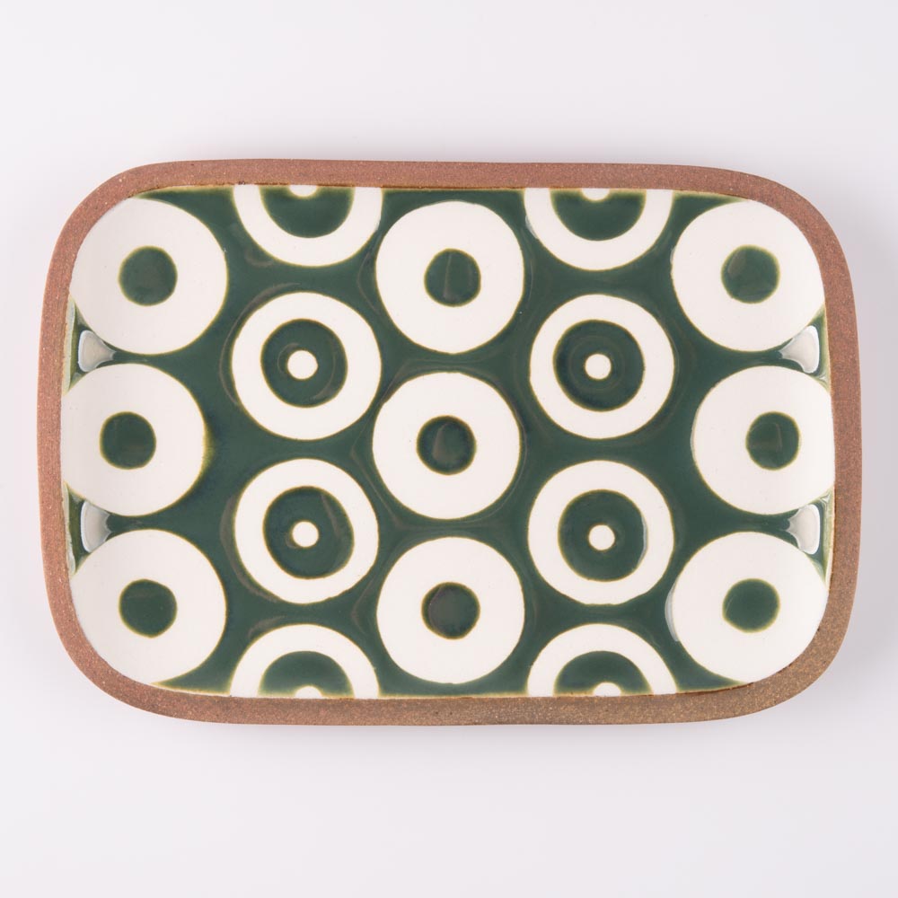 やちむん 一翠窯 長方皿(小) ヘゴ 緑 やちむん 一翠窯 やちむん